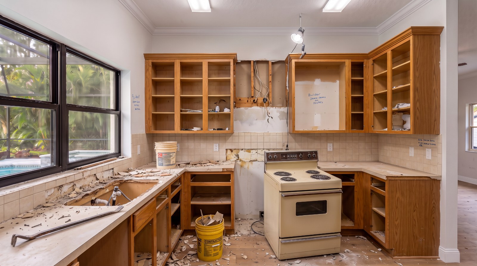 Old kitchen half demolished
